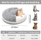 MEWOOFUN Cozy Enclosed Cat Bed Cave with Blanket – Washable, Non-Slip Pet Bed for Cats & Small Dogs (22” x 22”, White)