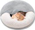 MEWOOFUN Cozy Enclosed Cat Bed Cave with Blanket – Washable, Non-Slip Pet Bed for Cats & Small Dogs (22” x 22”, White)